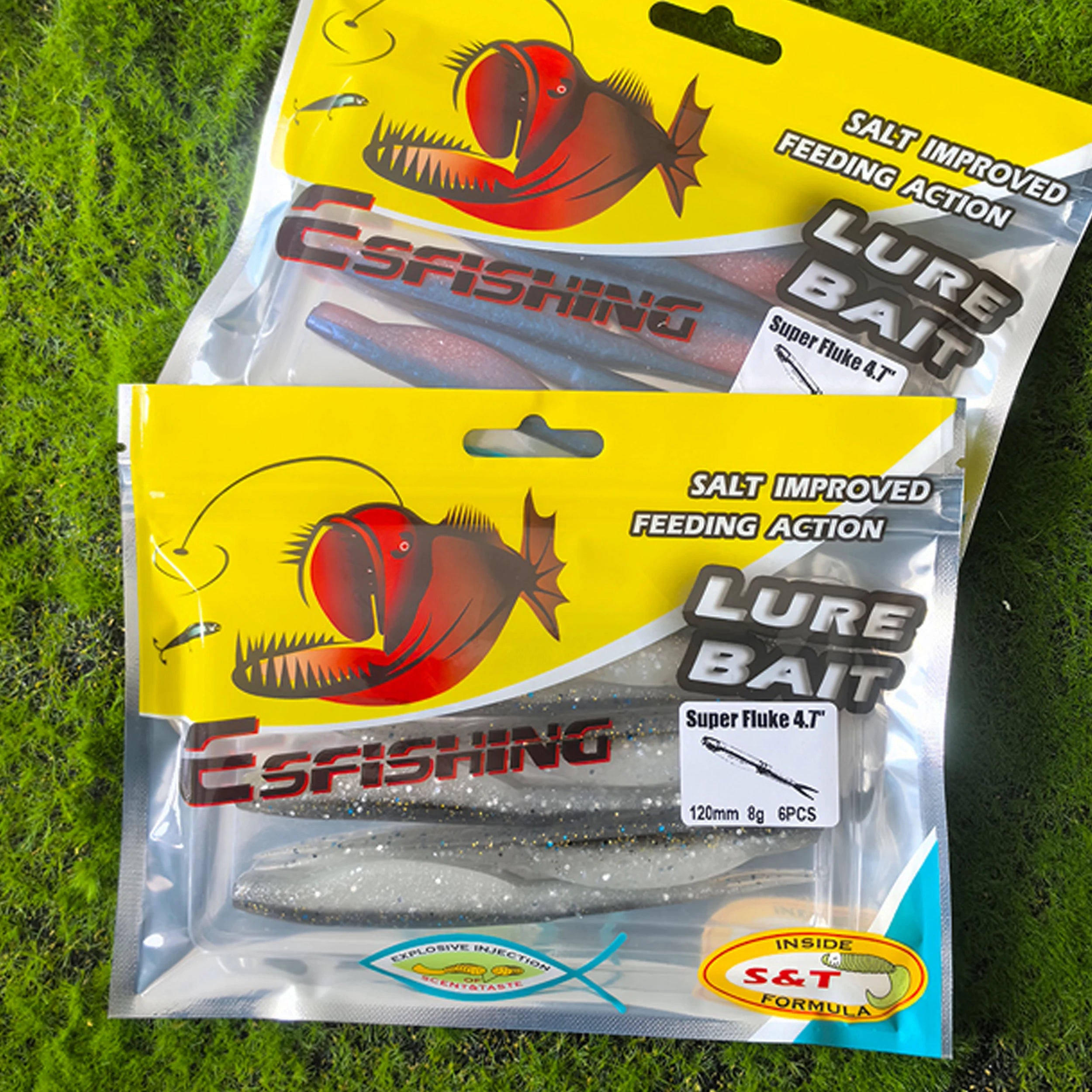 12 leurres souples Super Fluke 120 mm pour achigan