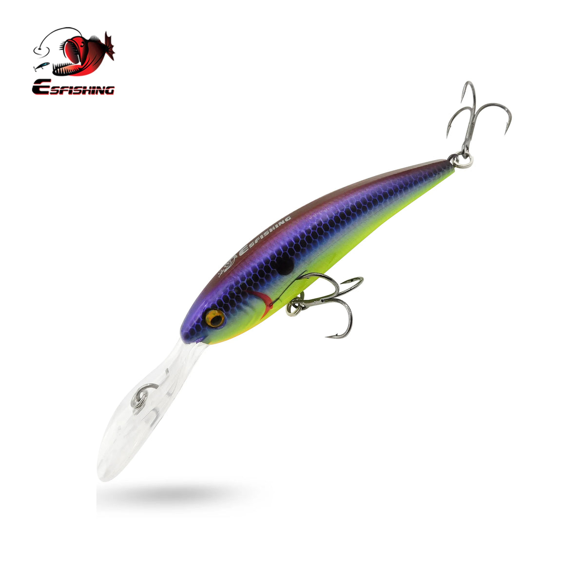 ESFISHING Easy Sprinter 90mm deep diving crankbait lure purple blue bass fishing hard bait