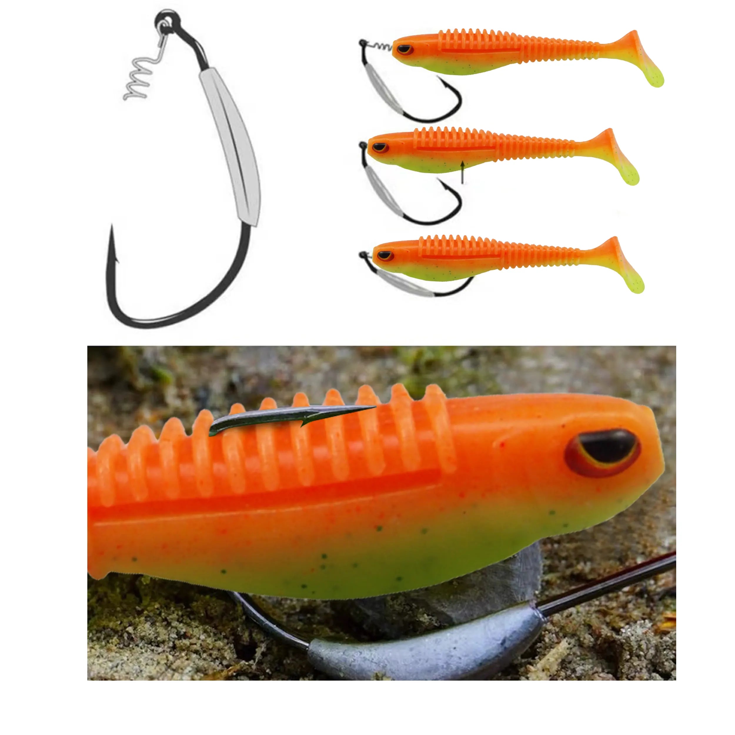 Sharp barb hook for bass pike fishing