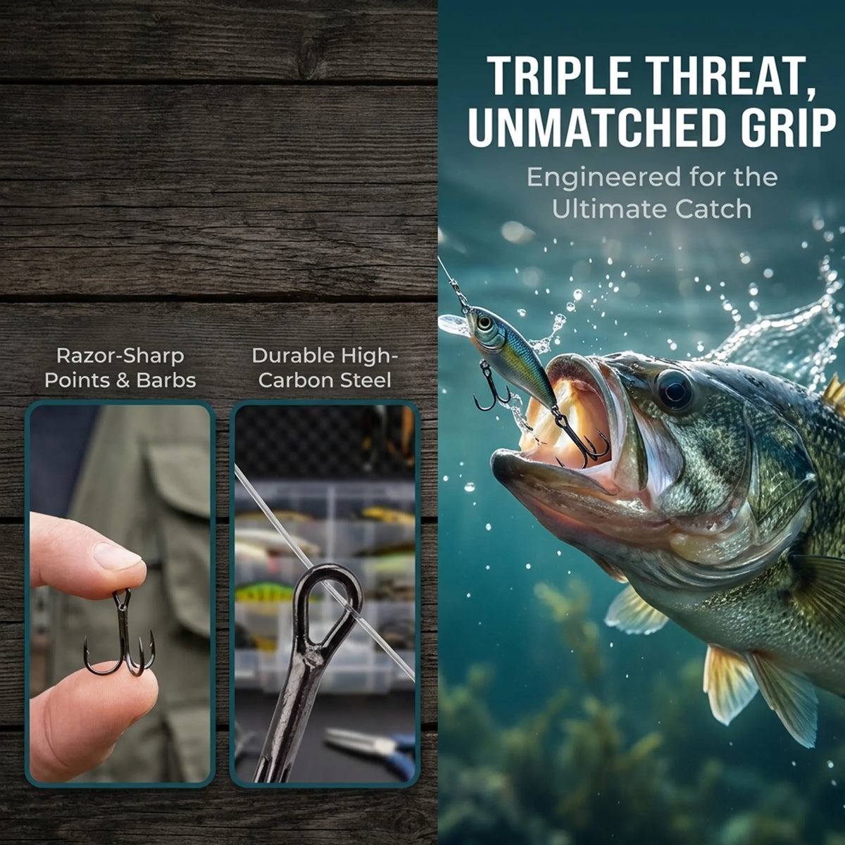 Strong strength High carbon steell treble hook