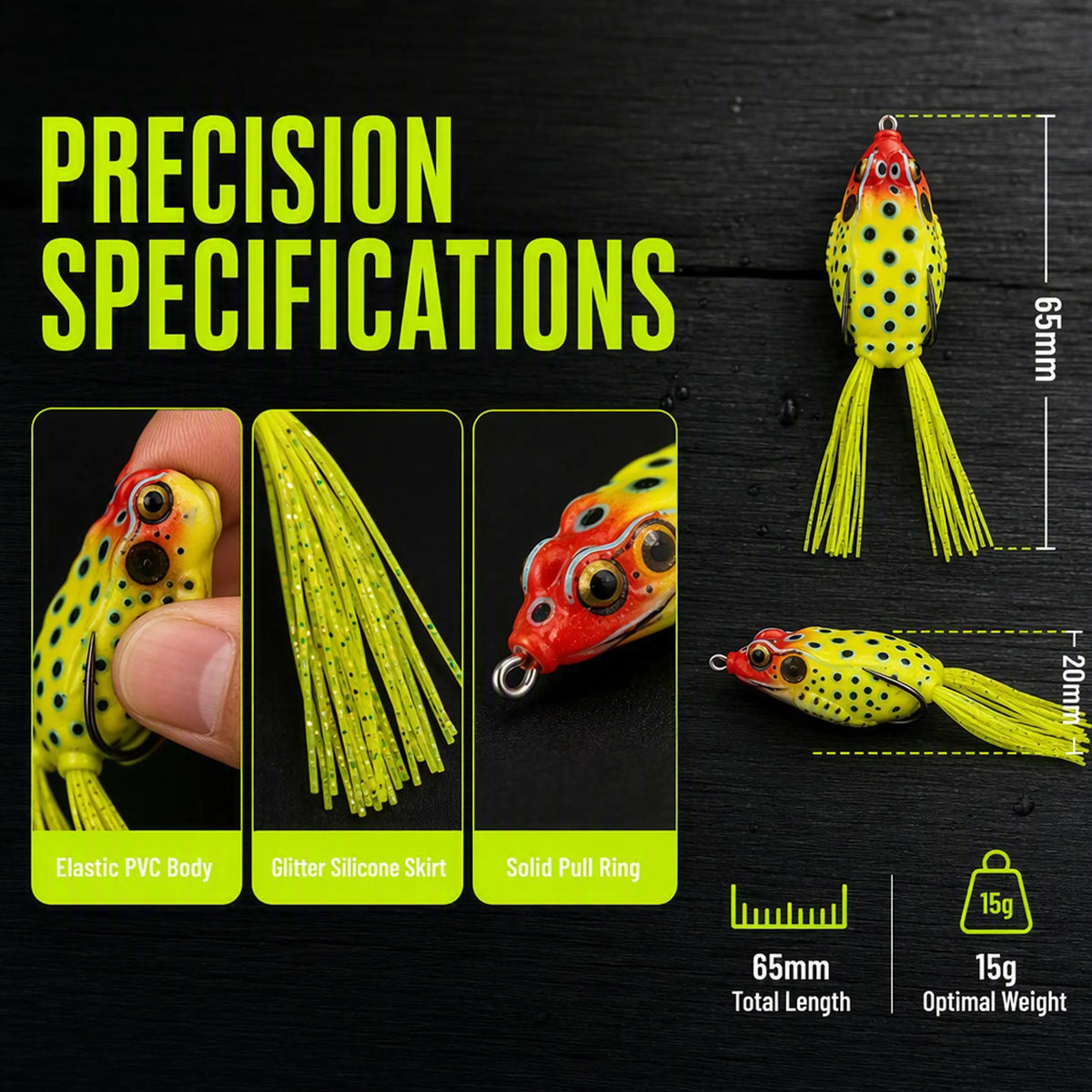 Hollow Frog 65mm Topwater Weedless Lure 15g 2pcs
