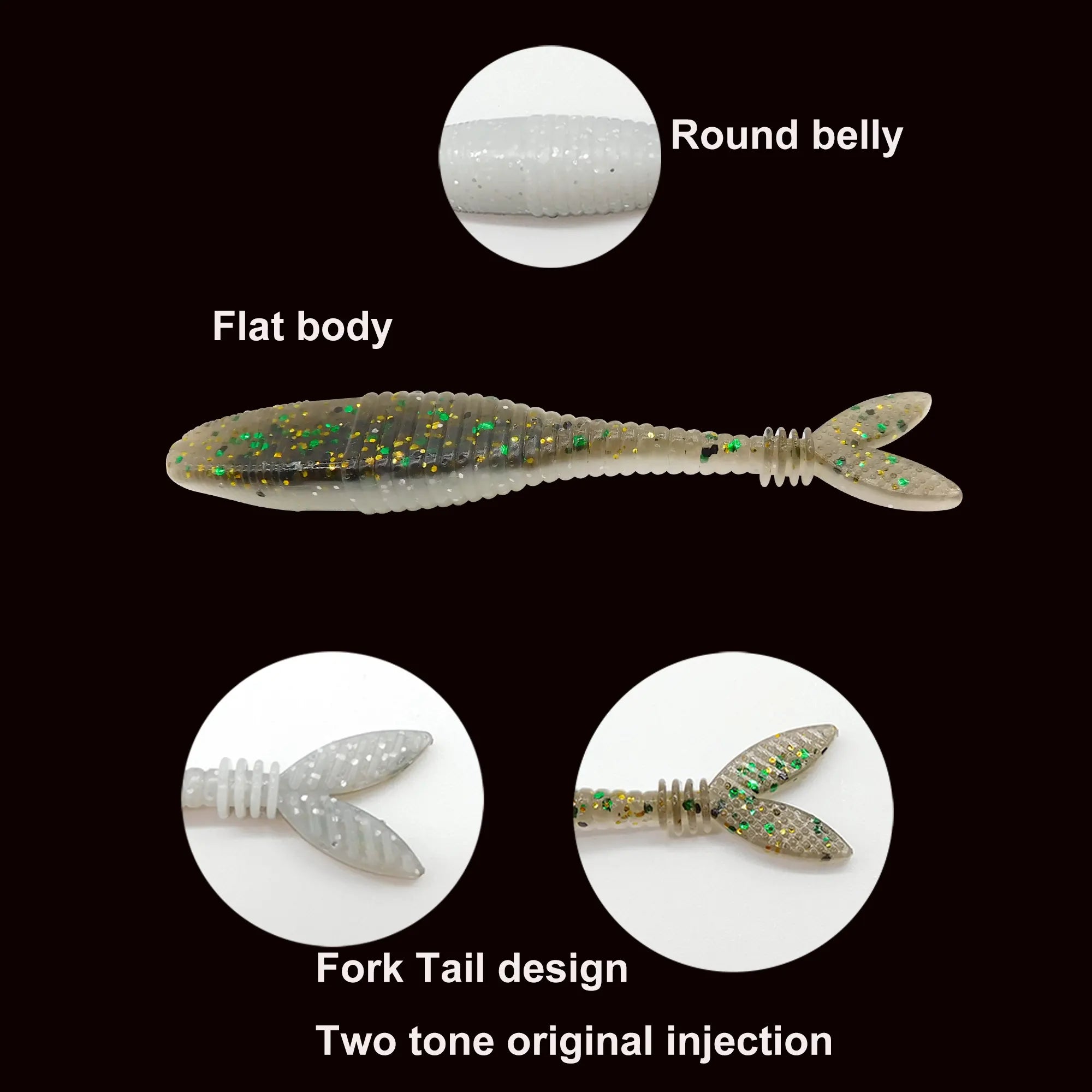 10PCS Flat Fork Tail Fishing lure 70mm