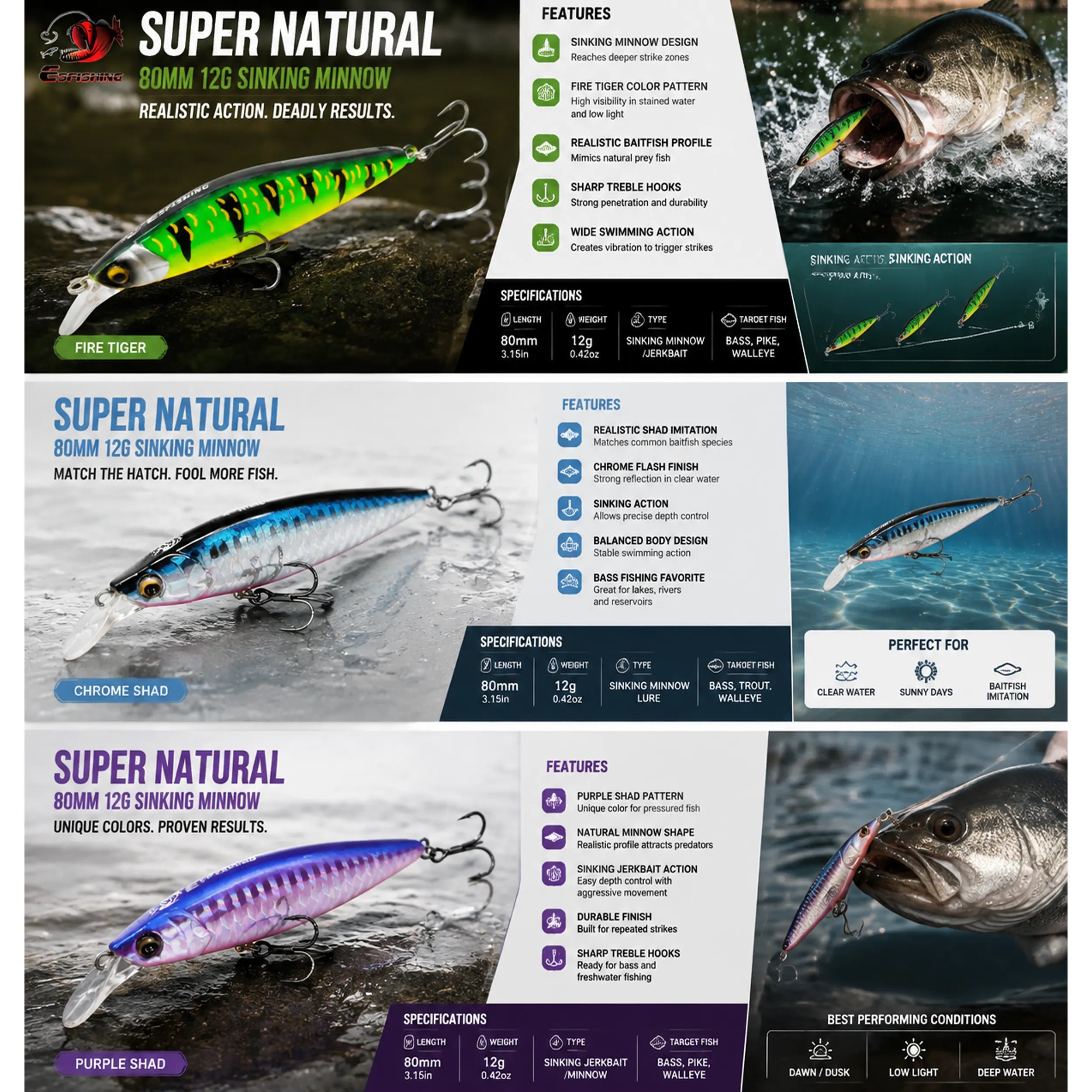 Professional Bass Jerkbait Lure – Natural Swimming Action Fishing Bait