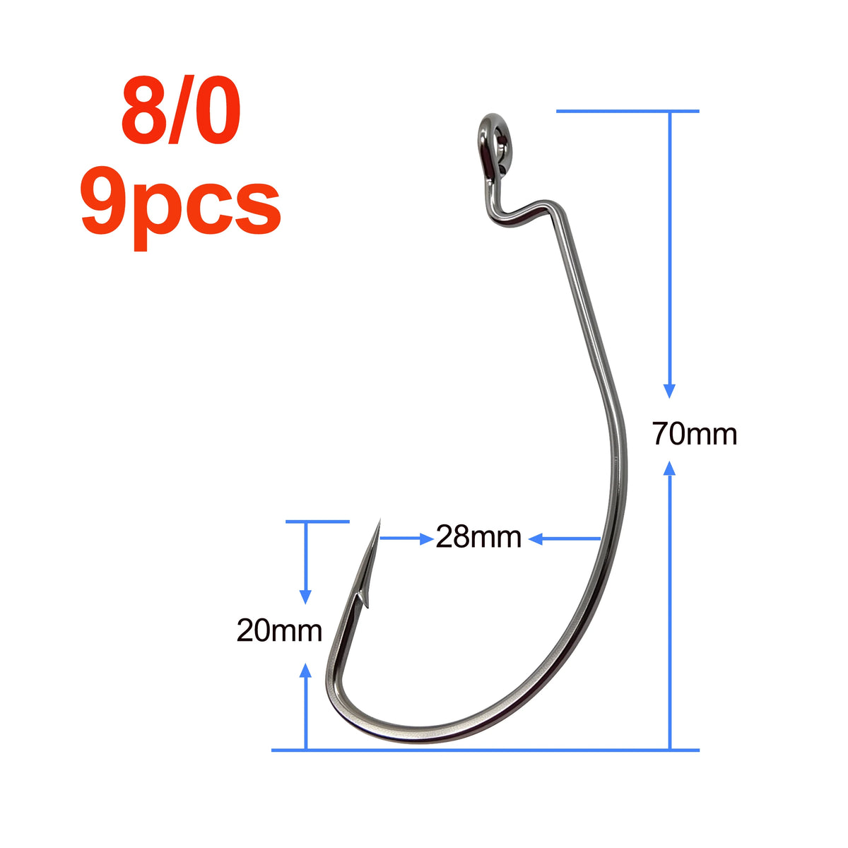 Soft Plastic Lure Hook with Secure Bait Hold 8/0
