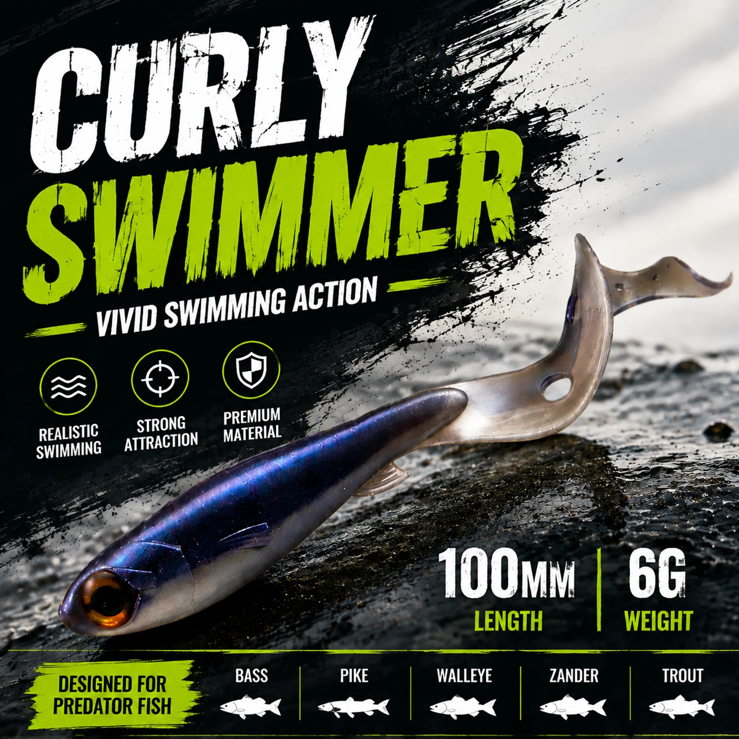 Curly Swimmer Soft Lure For Bass Fishing
