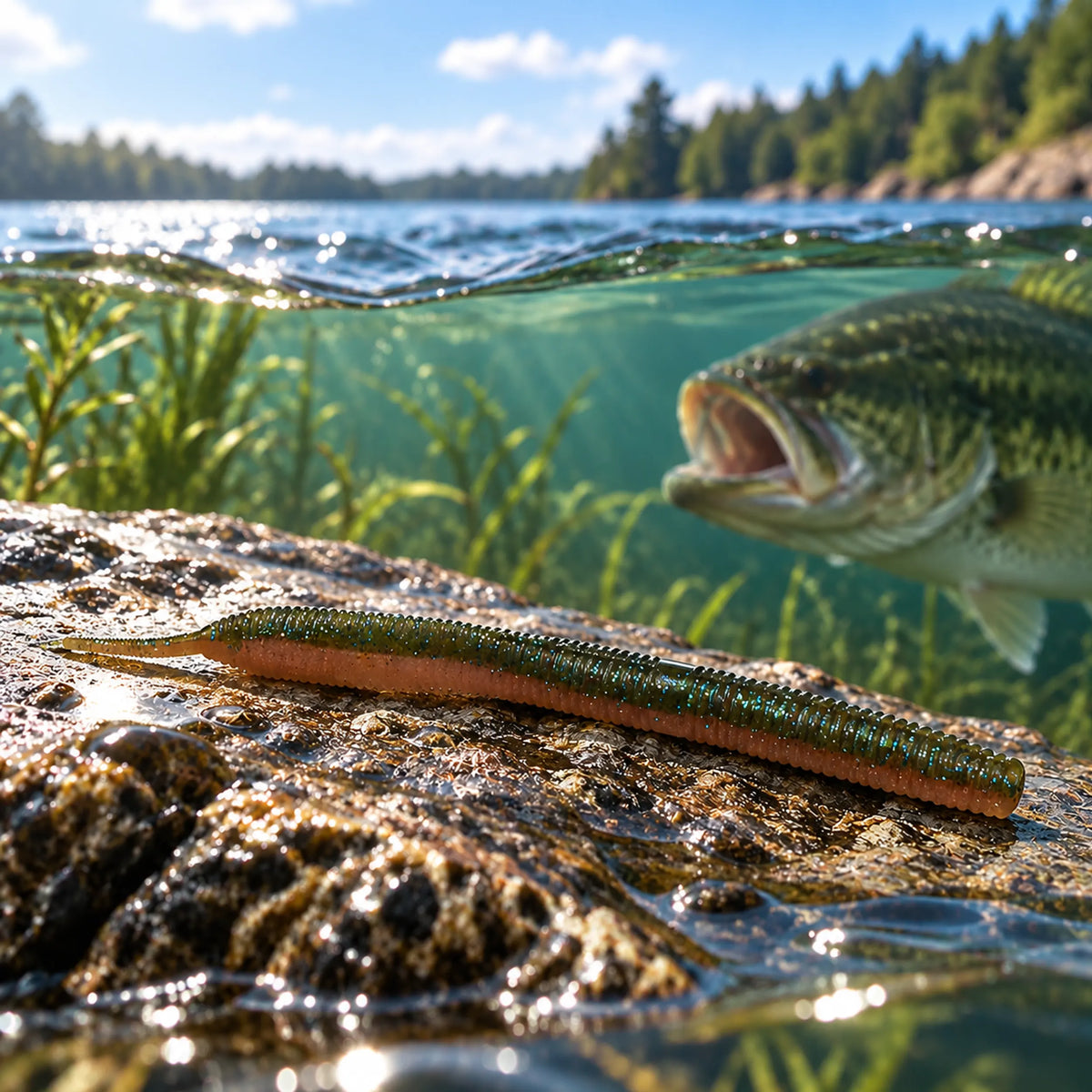 Texas rig soft worm for bass