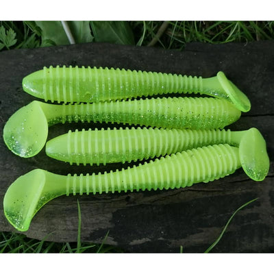 worm lure green yellow 100mm pike fishing