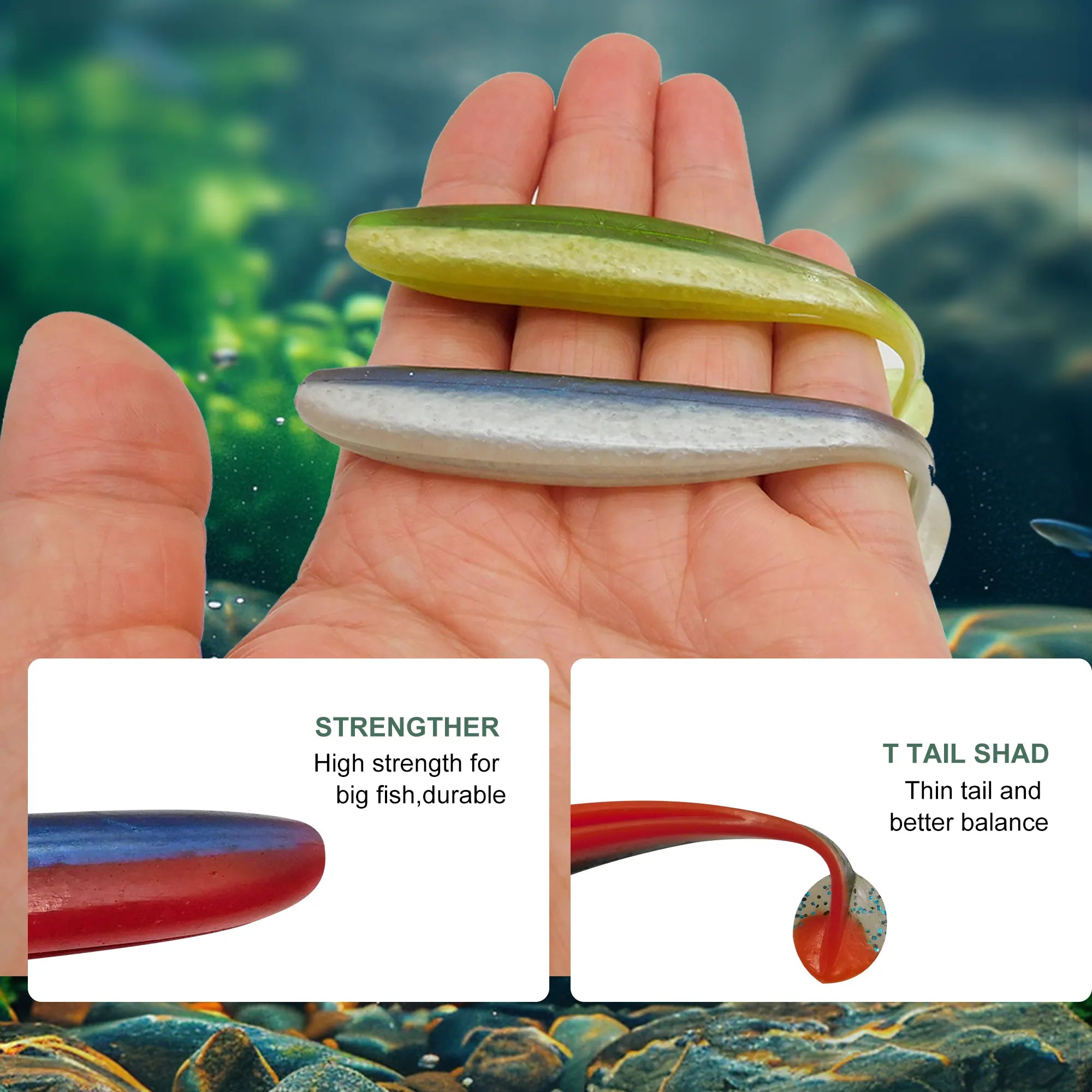 ES Easy Shiner 100mm Paddle Tail Swimbait 6pcs for bass fishing