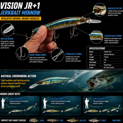 Suitable for bass, trout, pike, and other predator fish