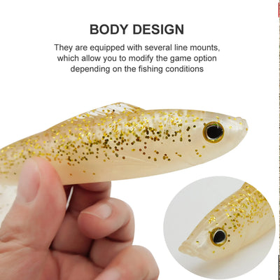 bass fishing soft lure with flexible paddle tail
