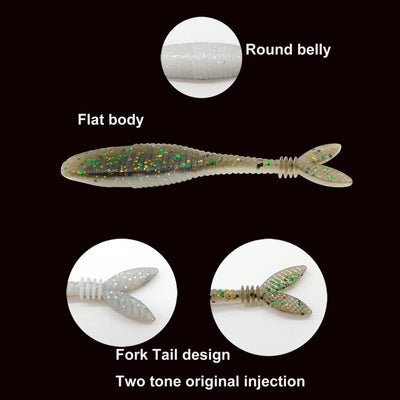 10PCS Flat Fork Tail Fishing lure 70mm