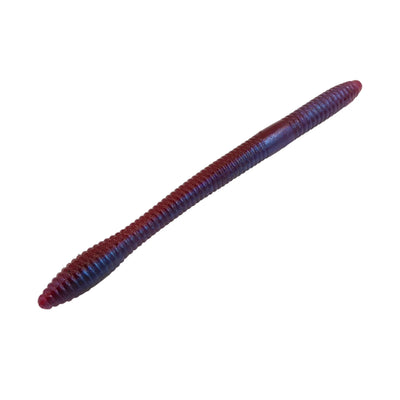 oft plastic worm lure, red blue flake color, soft plastic bass lure
