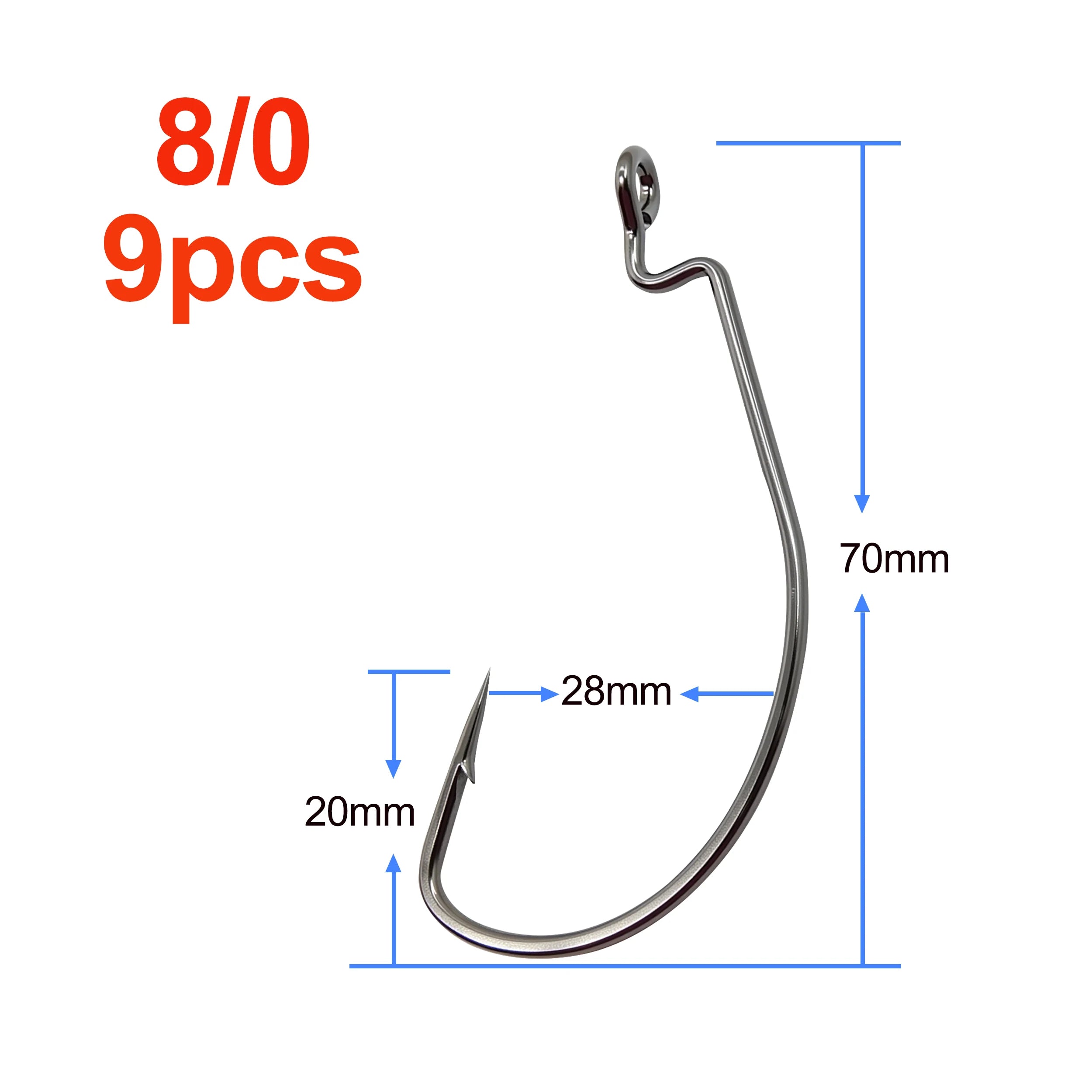 Soft Plastic Lure Hook with Secure Bait Hold 8/0