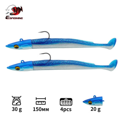 Blue sliver pear white T tail fishing lure