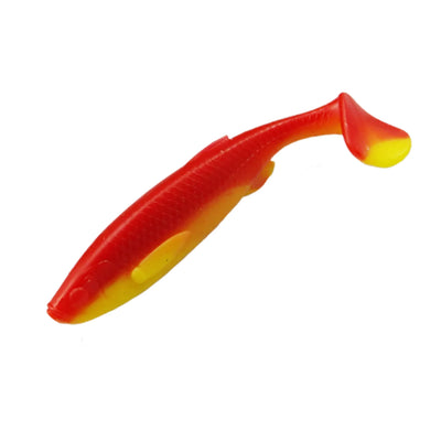 red yellow paddle tail soft plastic shad bait