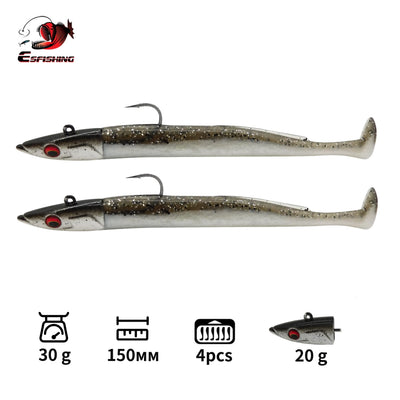Black with silver glitter / pearl jig hook plastic lure