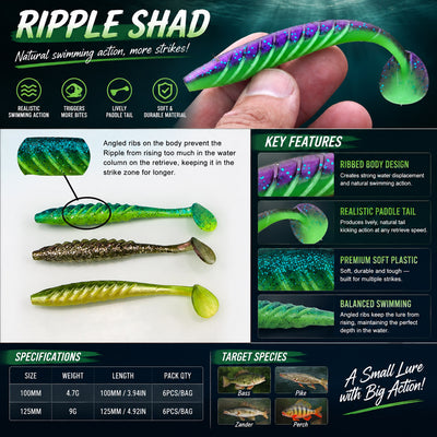 paddle tail 125mm green baits