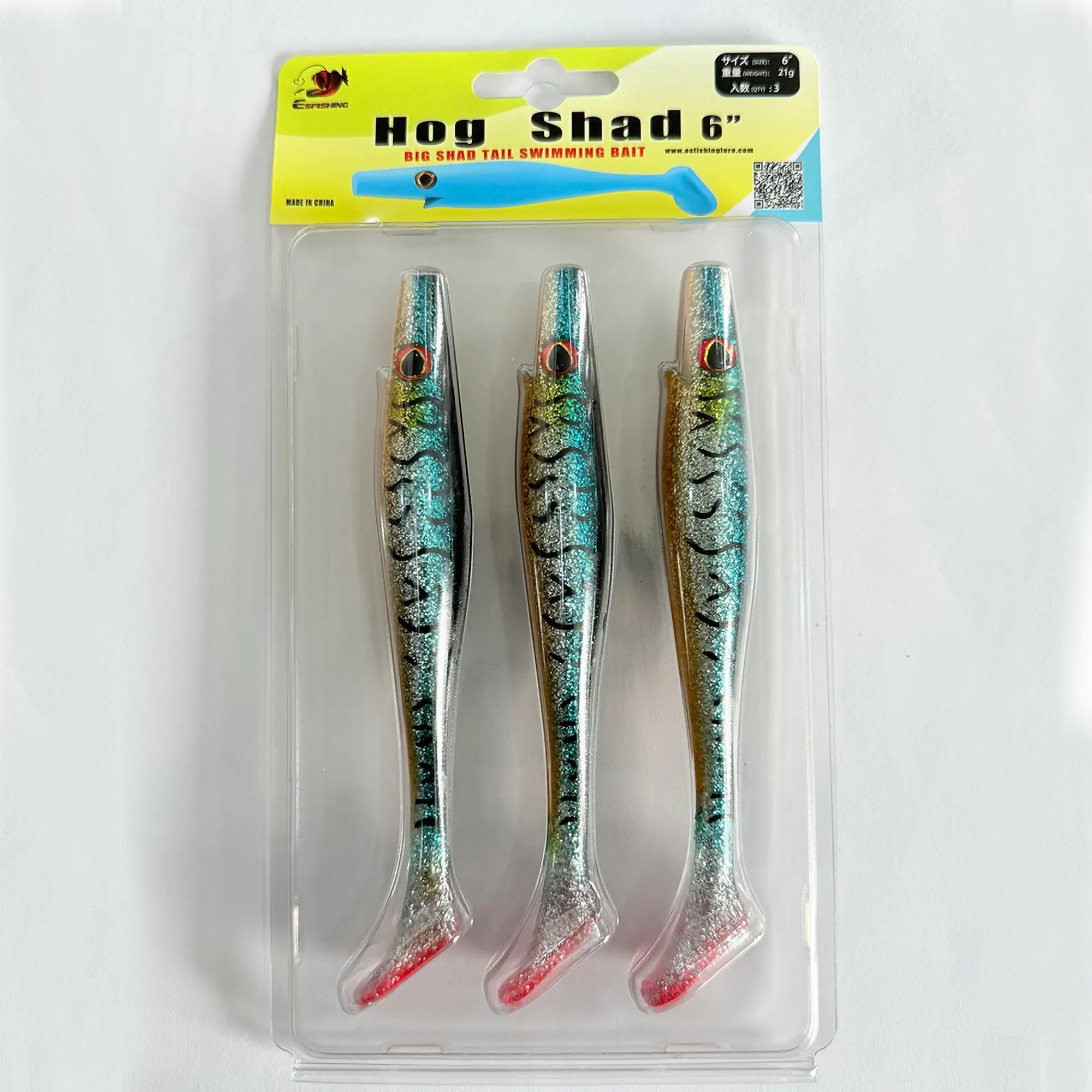 HOG Shad 150mm Paddle Tail Swimbait For Bass Fishing 3pcs