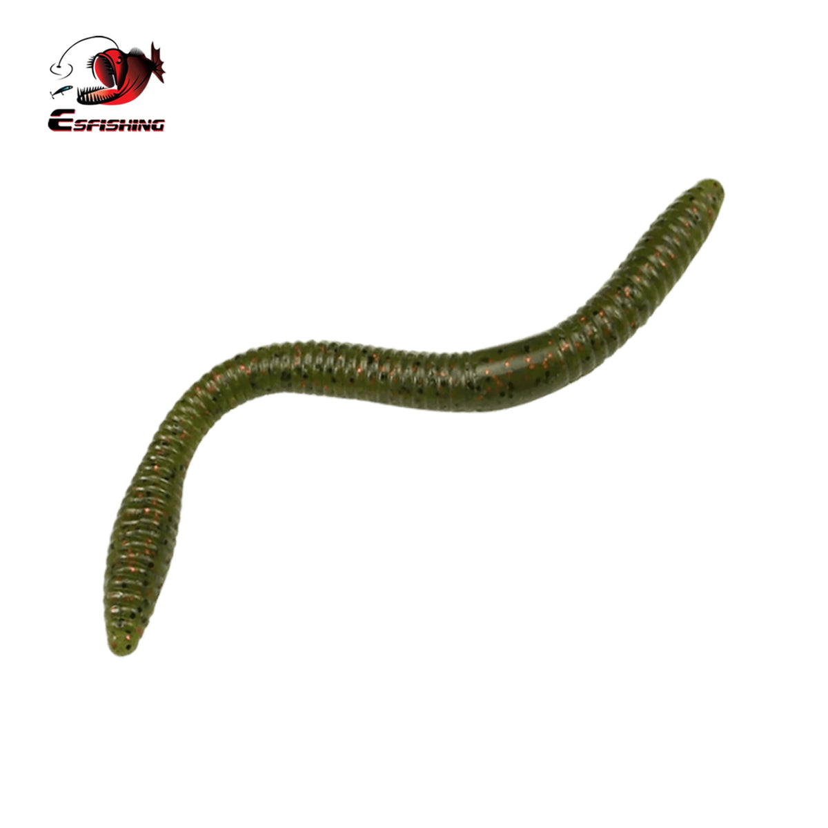 green pumpkin red flake soft plastic worm lure, bass fishing bait