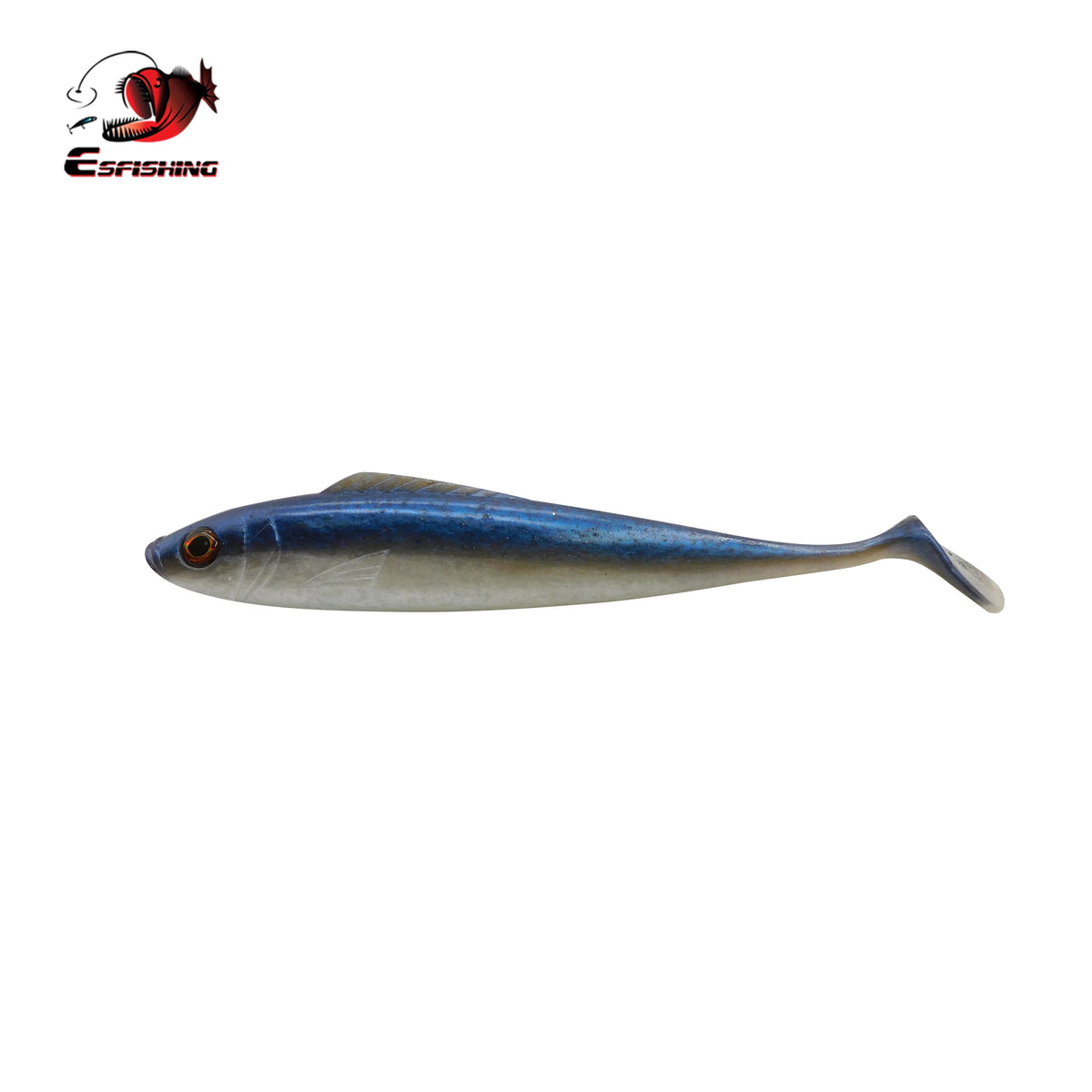 blue flexible soft plastic swimbait with paddle tail action