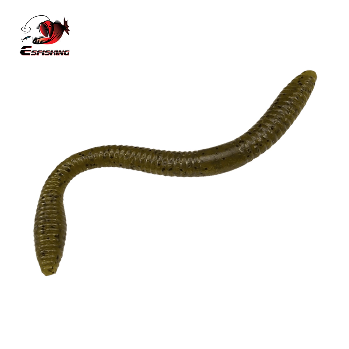 green pumpkin soft plastic worm lure, natural color bass fishing bait 6.1in