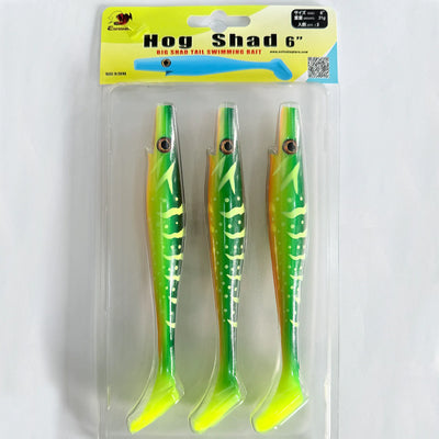 HOG Shad 150mm Paddle Tail Swimbait For Bass Fishing 3pcs